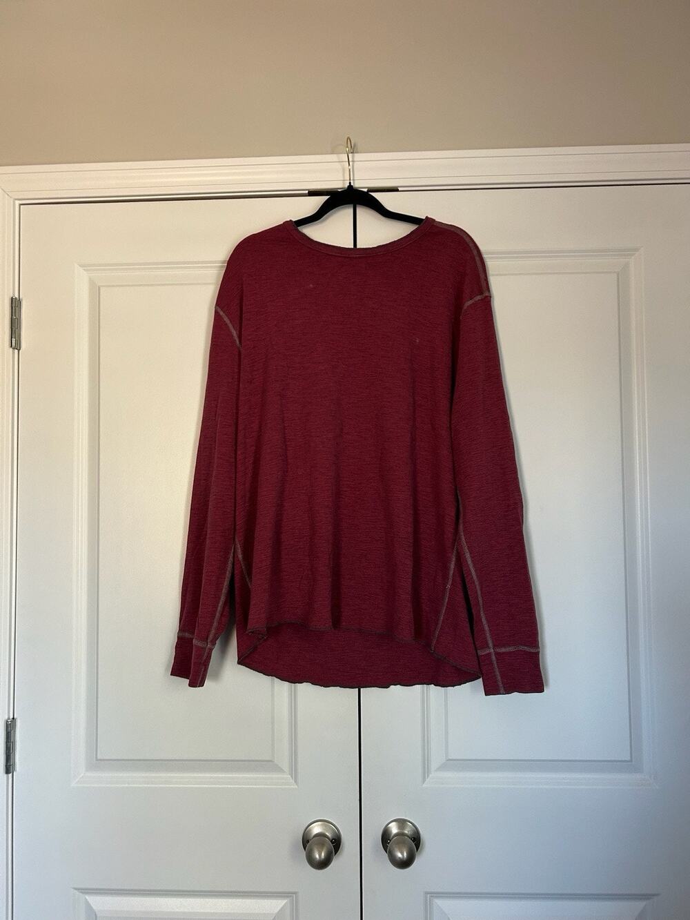 32 Bar Blues Mens XXL Dark Heather Red Stretch Long Sleeve Pullover Casual Shirt